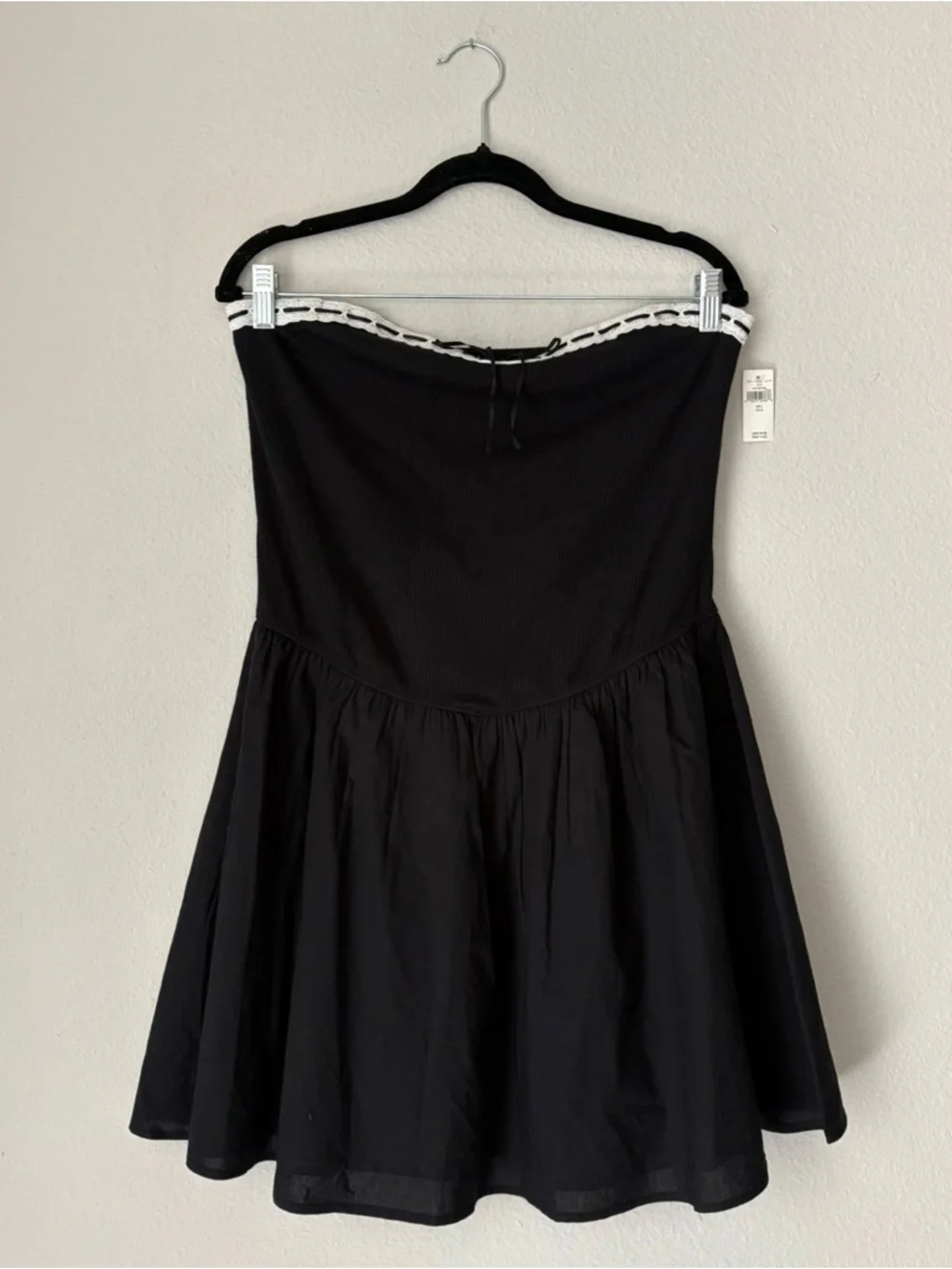 NWT aerie Strapless At The Barre Mini Dress in Black - Picture 3 of 8